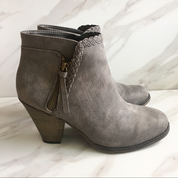 MIA Shoes - MIA Gray Avery Zipper Heeled Boots